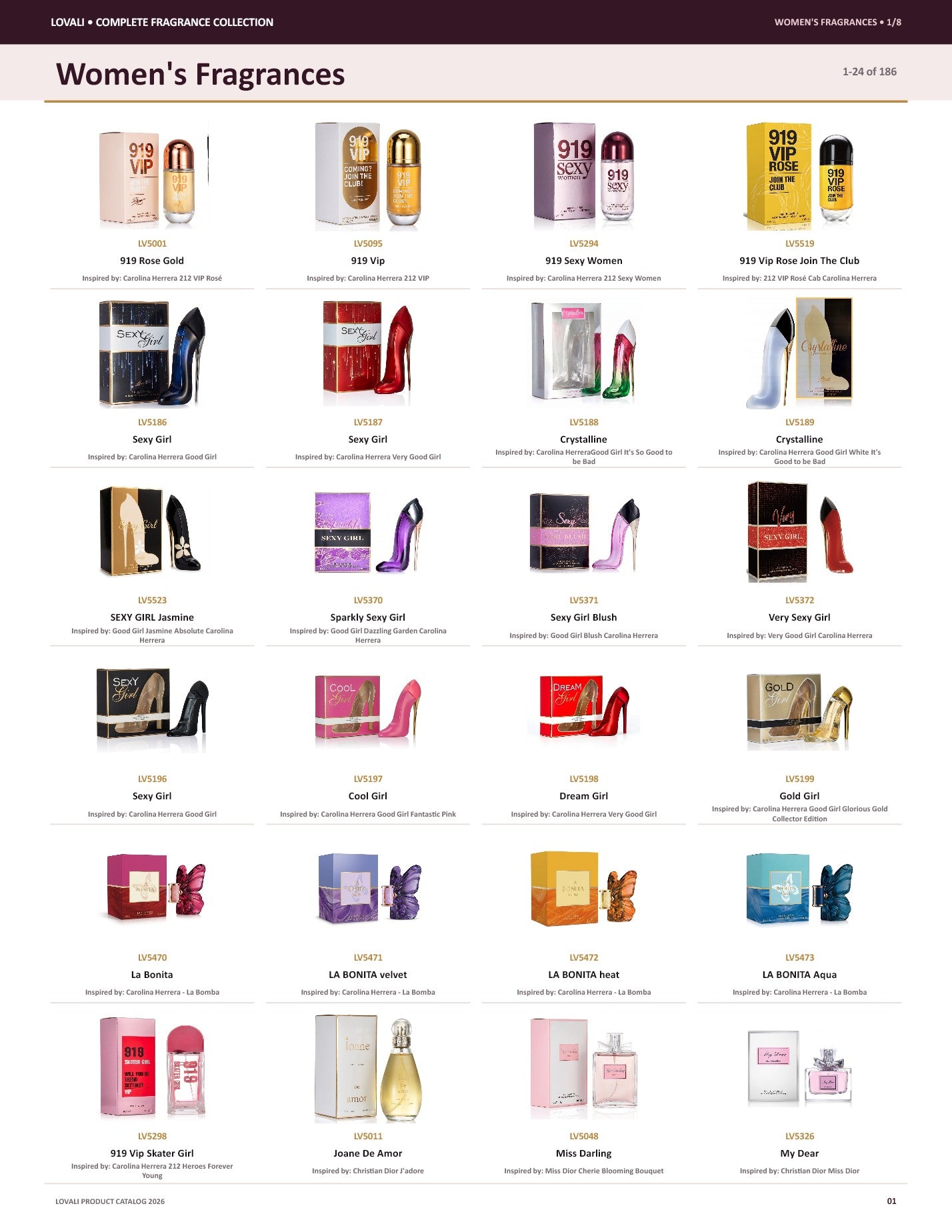 Lovali Women's fragrance catalog page 1