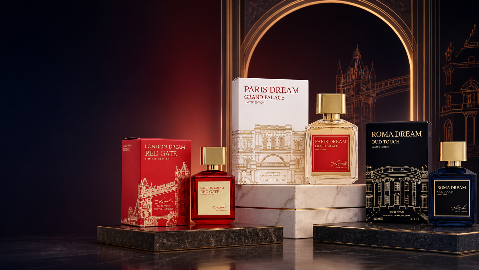 The Lovali Dream Cities fragrance collection
